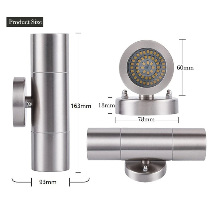 Stainless Steel LED Wall Light – IP65 Waterproof GU10 Up Down Outdoor Sconce SF