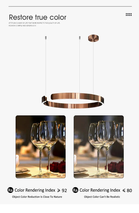 C Ring LED Pendant Light – Dimmable Nordic Hanging Lamp for Dining & Bedroom Spaces - Samanta Factory
