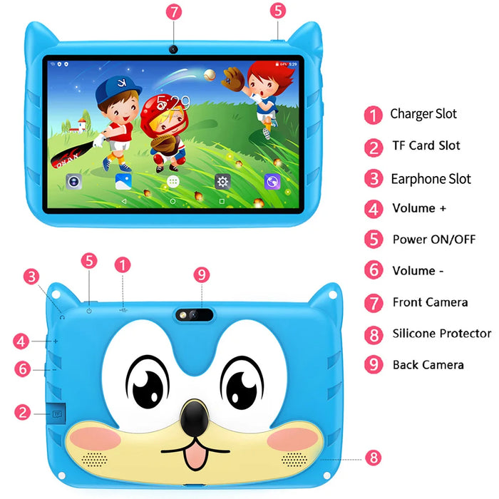 BDF 7-Inch Kids Tablet – Android 13 with 64GB Storage, Dual Cameras & Parental Controls