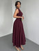 Maxi Dress – Pleated Patchwork Elegance - Samanta Factory