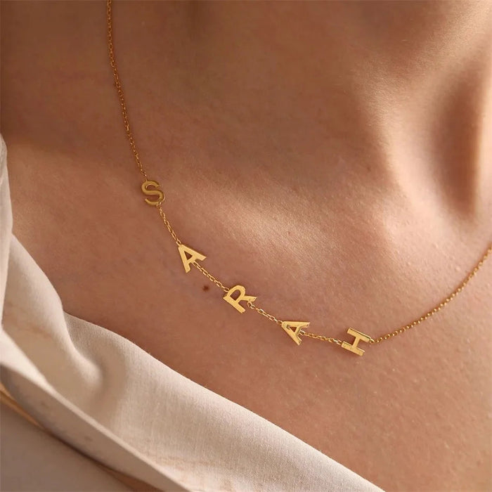 Custom Name Necklace – Gold Letter Pendant for Women SF