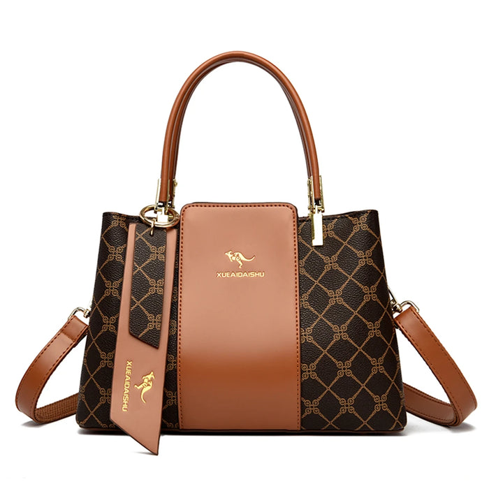 Luxury Fashion Print Handbag – Large Capacity Soft Leather Shoulder & Crossbody Bag for Women - Samanta Factory