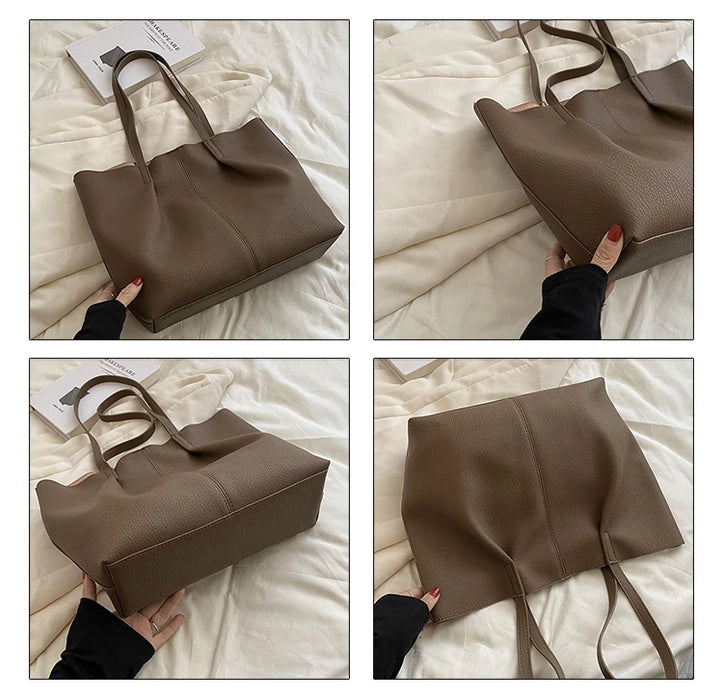 Women’s Genuine Leather Shoulder Bag – Square Ruched Handbag with Hasp Closure - Samanta Factory