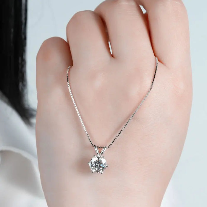 Moissanite Pendant Necklace – D-Color Round Solitaire