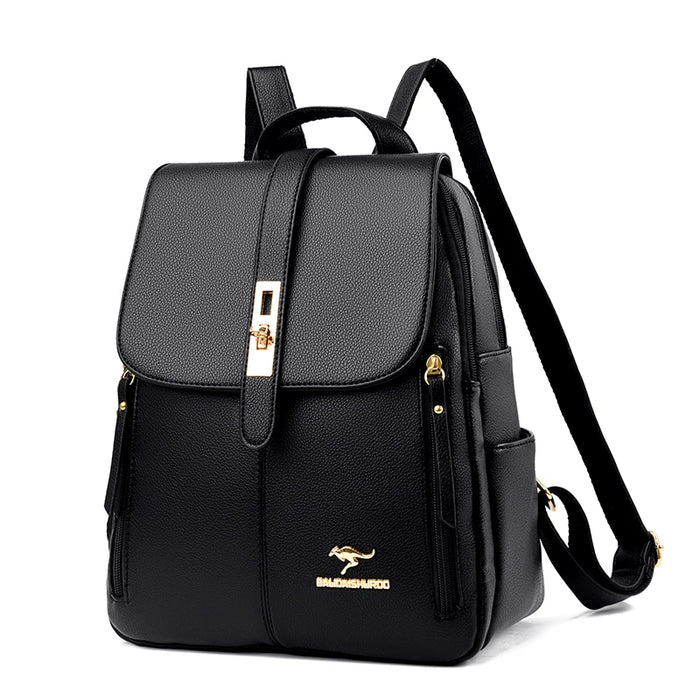 Women’s Leather Backpack – Fashionable White Shoulder Bag for Travel & School - Samanta Factory