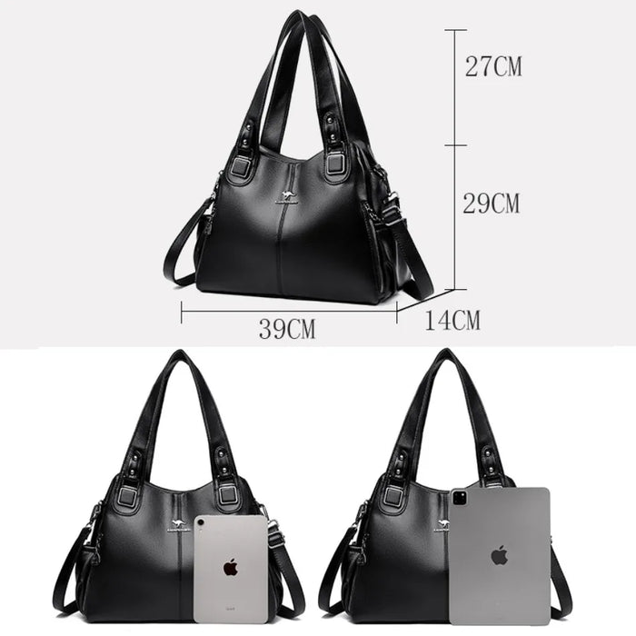 Soft Leather Handbag for Women – Luxury Designer Shoulder Tote, Large Capacity Purse - Samanta Factory