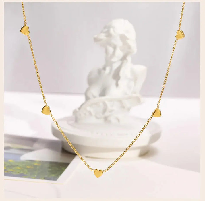 Heart Link Chain Necklace – Gold Stainless Steel Design SF