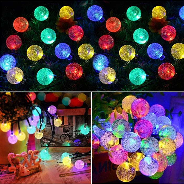 Solar Crystal Globe String Lights – 60 LED Waterproof Fairy Lights with 8 Lighting Modes - Samanta Factory