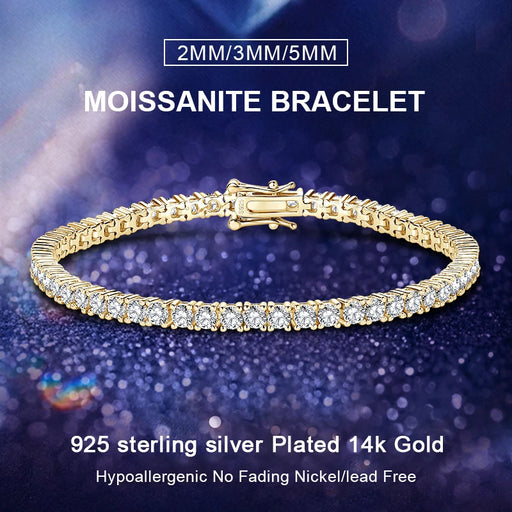 Moissanite Tennis Bracelet 925 Sterling Silver Certified Unisex Jewelry