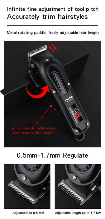 Electric Hair Clipper – Rechargeable Stainless Steel Blade with USB Charging & Adjustable Length
