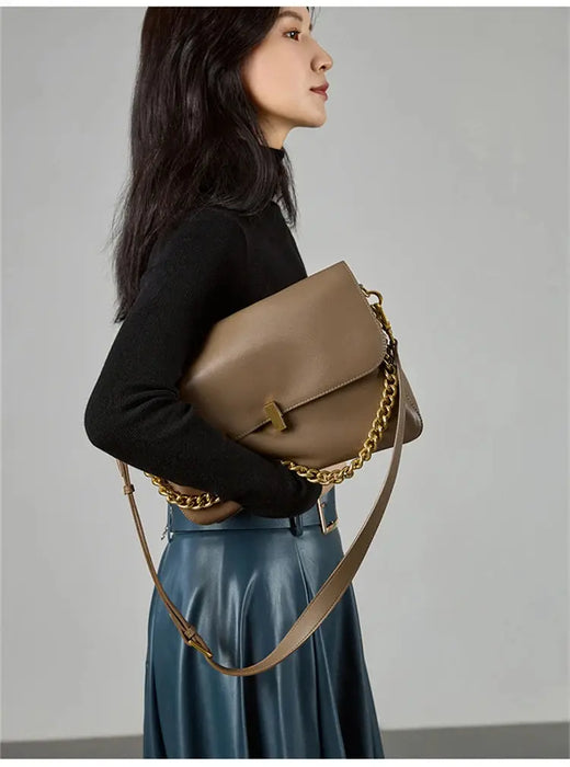Leather Crossbody Bag - Vintage Soft Flap Style SF