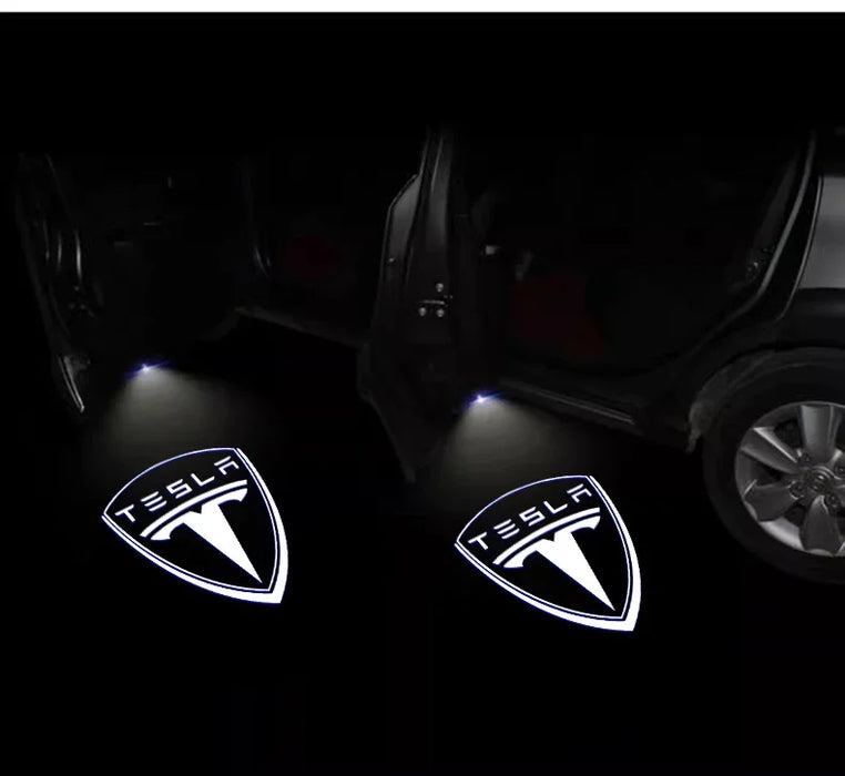 Tesla 2Pcs Car Door Projector Welcome Lights Accessories For Tesla Model 3 S X Y Cybertruck Roadster SpaceX Car Accessories - Samanta Factory