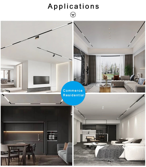 Magnetic LED Track Spotlight – 48V Linear Ceiling Light - Samanta Factory