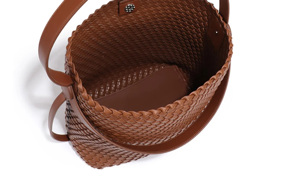 Woven Bucket Tote Bag for Women – Large Crossbody Hobo Shoulder Bag for Summer - Samanta Factory