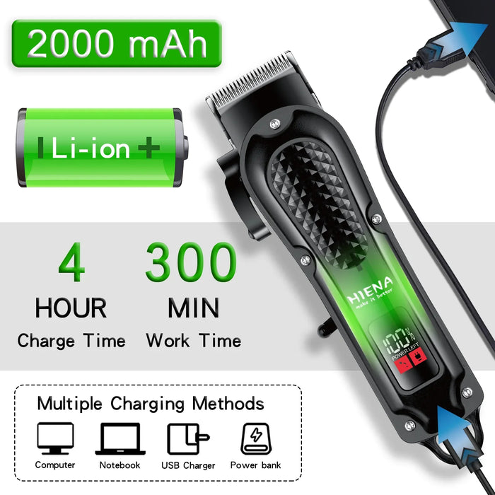 Electric Hair Clipper – Rechargeable Stainless Steel Blade with USB Charging & Adjustable Length