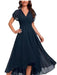 Chiffon A-Line Dress – Flowing Batwing Sleeves & Irregular Hem - Samanta Factory