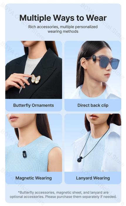 BOYA Mini Wireless Microphone – 2.4GHz Lavalier Mic with Charging Case for iPhone & Android
