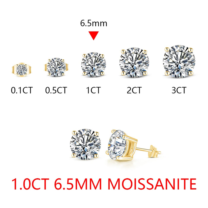 Moissanite Stud Earrings – 2ct D-Color Round Cut