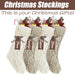 Personalised Knitted Christmas Stockings with Wooden Name Tags and Buffalo Check Bow