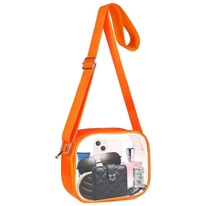 Clear PVC Crossbody Bag for Women – Transparent Square Shoulder Bag for Concerts & Travel