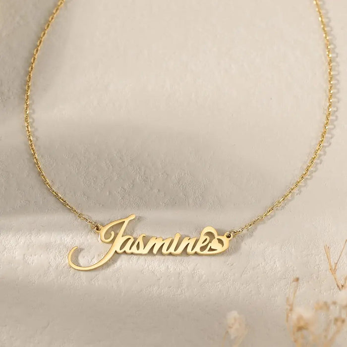 Custom Name Necklace – 18K Gold Plated Personalized Heart Pendant for Women SF