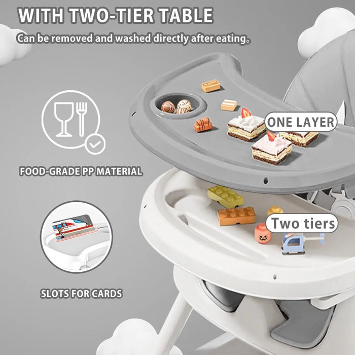 3-in-1 Baby High Chair – Adjustable Feeding Seat with Tray, Toddler & Kids Chair Conversion - Samanta Factory