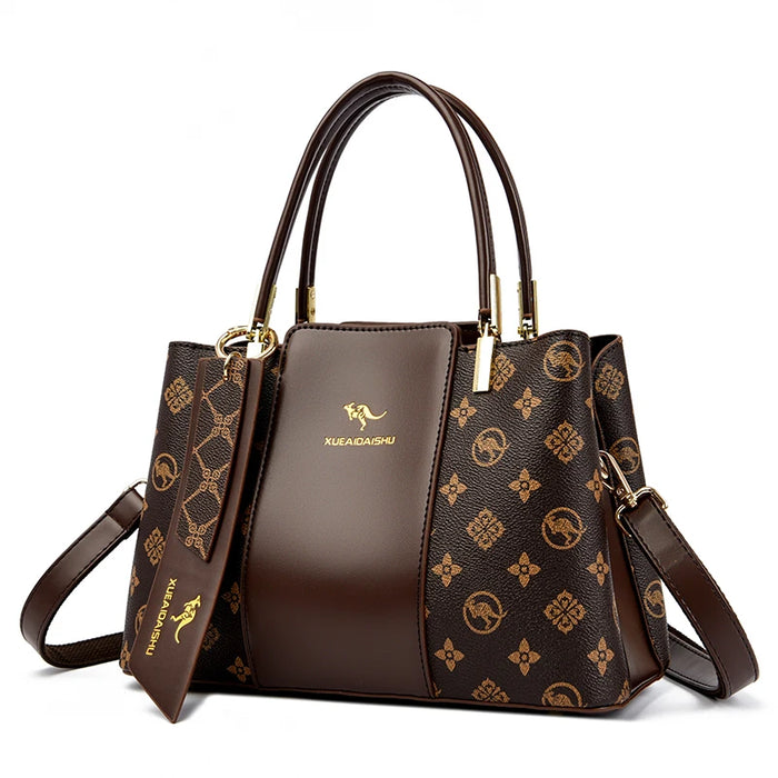 Luxury Fashion Print Handbag – Large Capacity Soft Leather Shoulder & Crossbody Bag for Women - Samanta Factory