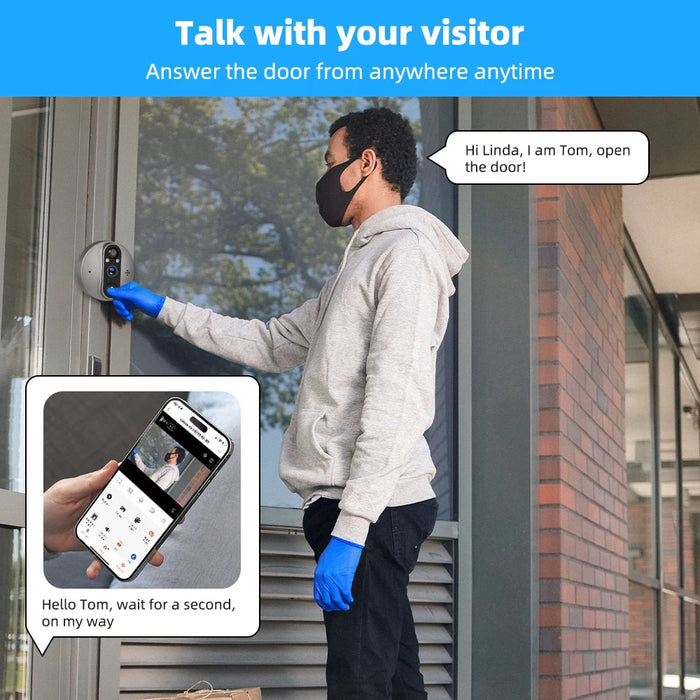 Smart WiFi Door Viewer Camera – 3MP HD, 4.3" LCD, PIR Motion, 2-Way Audio, Night Vision, Tuya & Alexa. - Samanta Factory