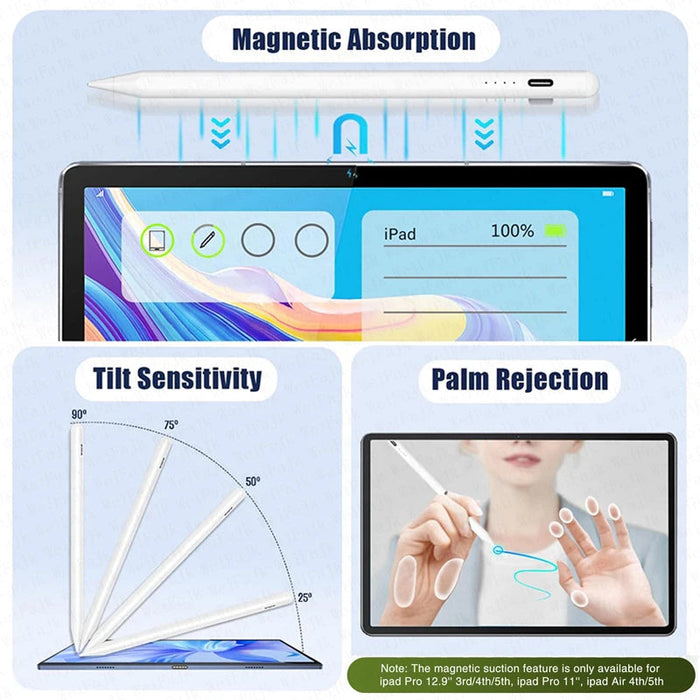 iPad Stylus Pen – Magnetic Tilt Sensitive Palm Rejection Pencil for iPad Pro Air Mini SF