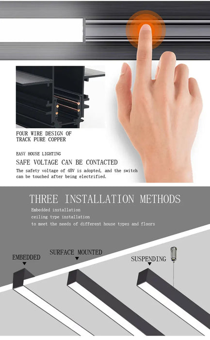 Magnetic LED Track Spotlight – 48V Linear Ceiling Light - Samanta Factory