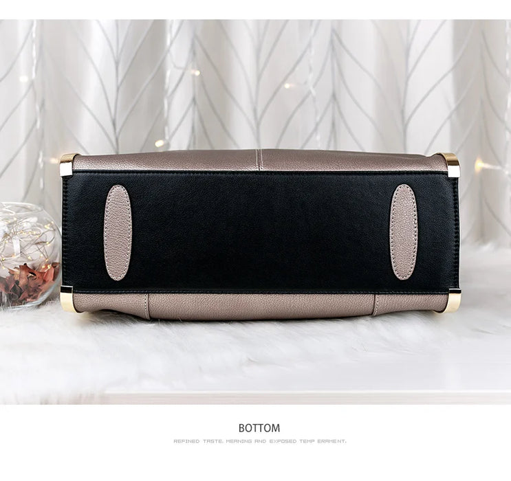 Leather Tote Bag – Soft Casual Shoulder Handbag for Women - Samanta Factory