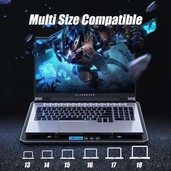 Laptop Cooling Pad – 6-Fan Ultra-Quiet Airflow for 13–18" Notebook