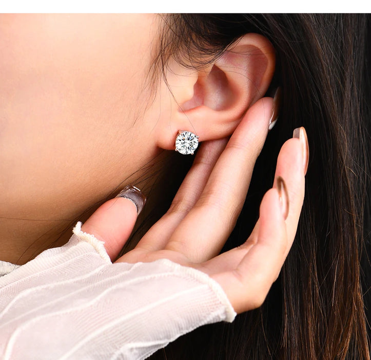 Moissanite Stud Earrings – 2ct D-Color Round Cut