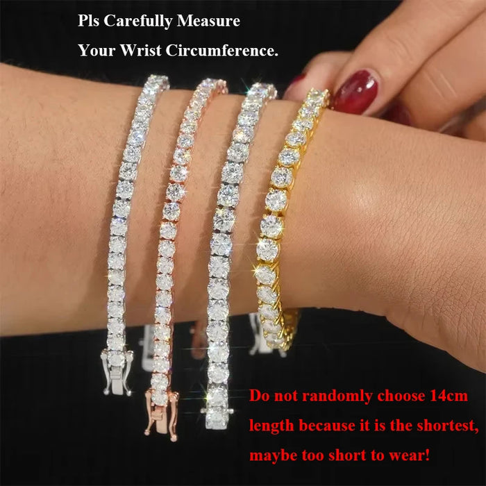 EWYA D Color Moissanite Tennis Bracelet 925 Silver 18K Gold - Samanta Factory
