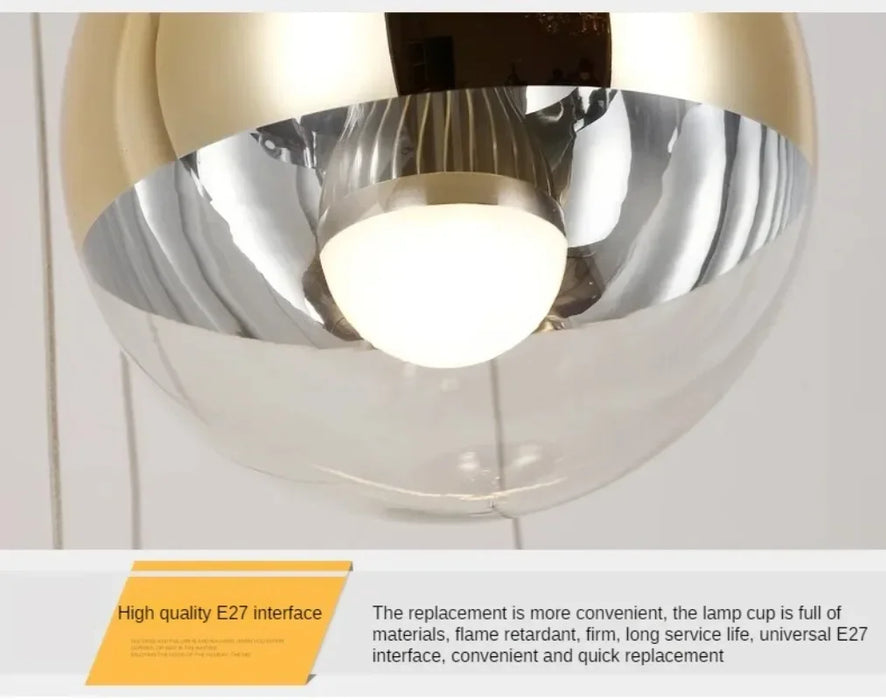 Glass Pendant Light – Mirror Finish with E27 LED Compatibility - Samanta Factory