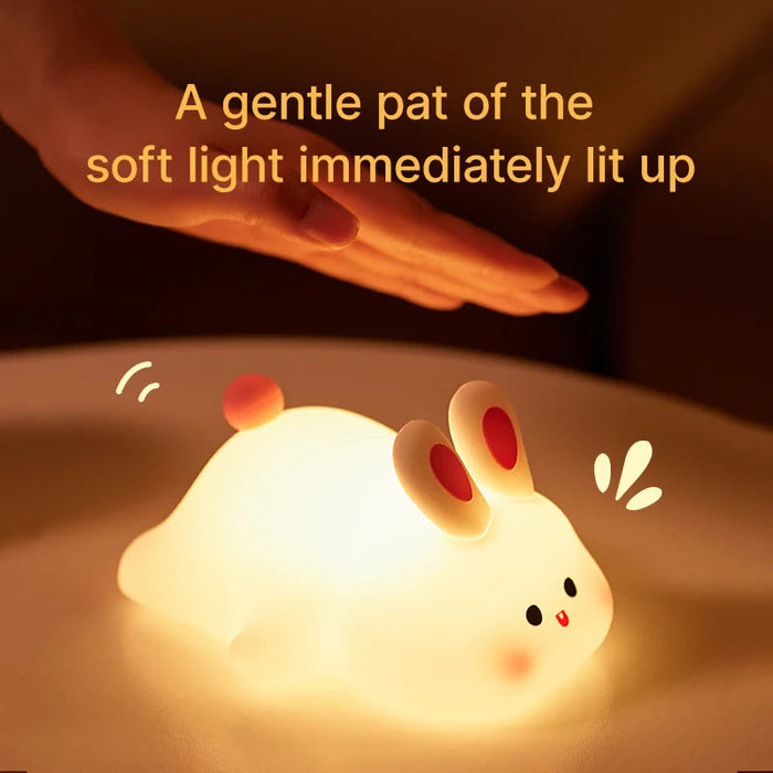 Cute Rabbit Night Light Silicone Lamp – Touch Sensor Soft LED Kids Sleep Light SF