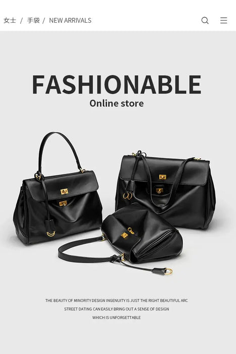 Microfiber Leather Shoulder Bag – Large Square with Lock SF