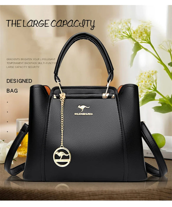 Women’s Soft PU Leather Handbag – Fashionable Casual Tote with Sequined Detail - Samanta Factory