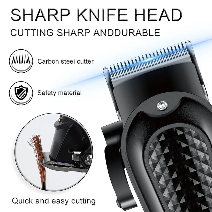 Electric Hair Clipper – Rechargeable Stainless Steel Blade with USB Charging & Adjustable Length
