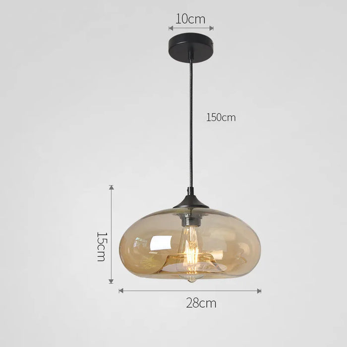 Modern Glass Pendant Light – Elegant LED Ceiling Fixture with Iron Finish - Samanta Factory