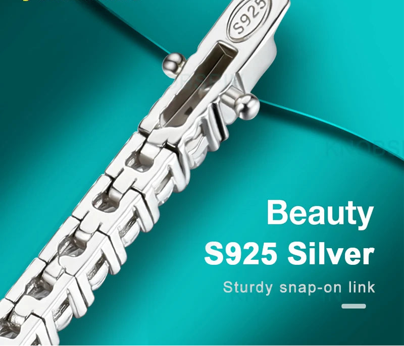 Premium 925 Sterling Silver Round-Cut Moissanite Bracelet for Women