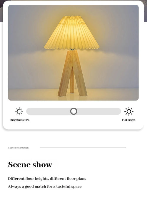 Wooden Tripod Floor Lamp – Hand-Knitted Fabric Shade with E26 Dimmable LED
