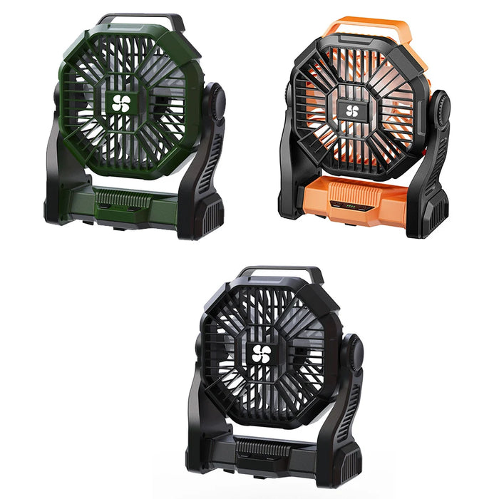 Camping Battery Fan – 10000mAh Rechargeable with LED Light & 4-Speed Wind Control - Samanta Factory