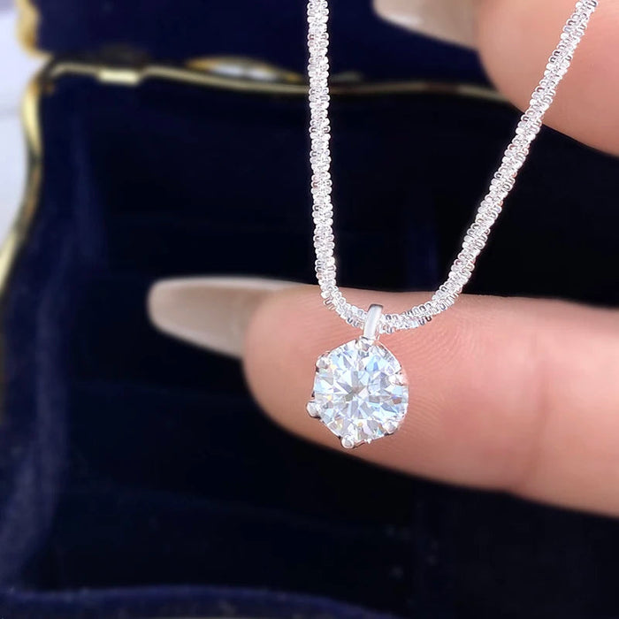 1CT Moissanite Diamond Pendant Necklace – 925 Sterling Silver Luxury Women’s Jewelry SF