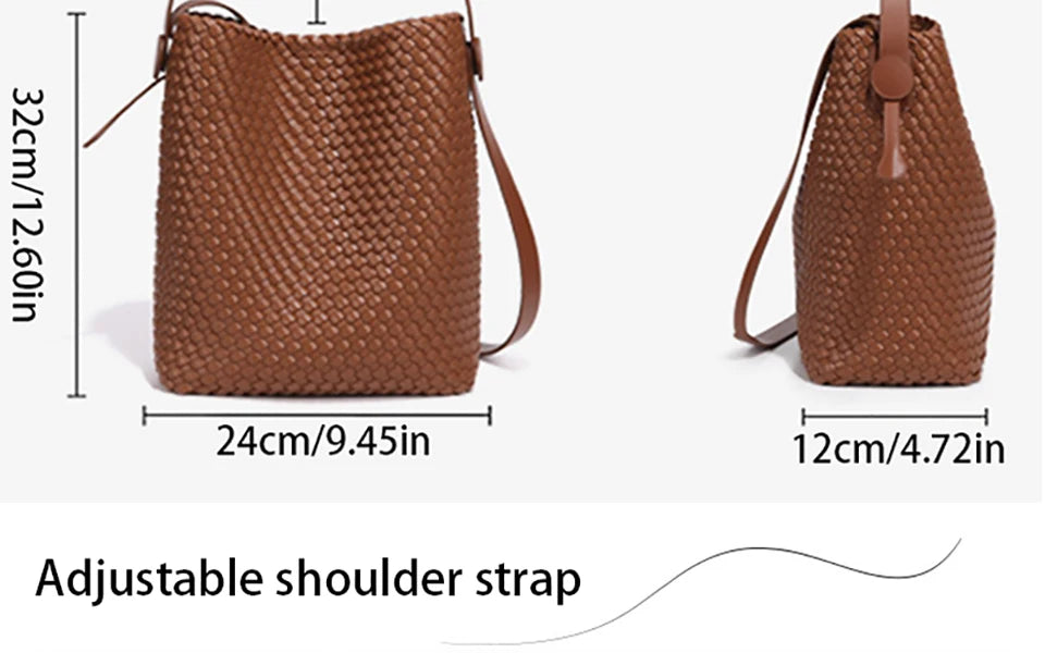 Woven Bucket Tote Bag for Women – Large Crossbody Hobo Shoulder Bag for Summer - Samanta Factory