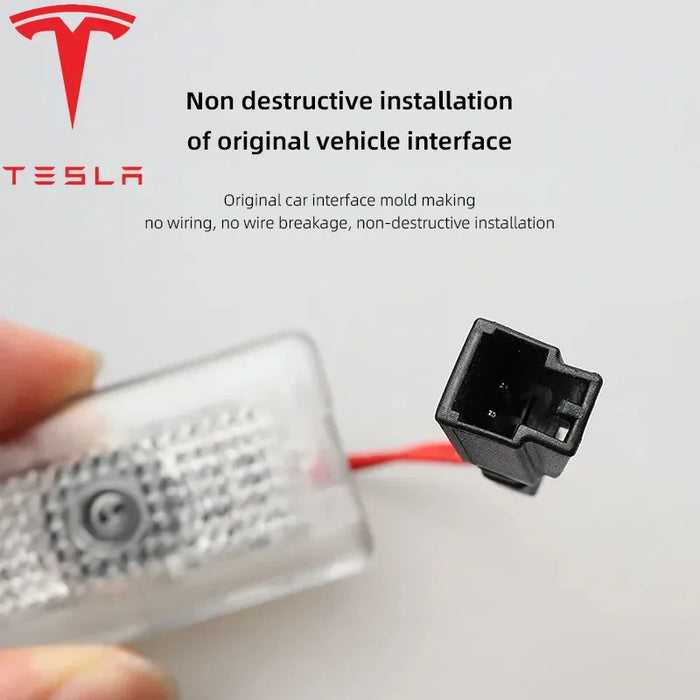 Tesla 2Pcs Car Door Projector Welcome Lights Accessories For Tesla Model 3 S X Y Cybertruck Roadster SpaceX Car Accessories - Samanta Factory