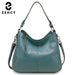 Genuine Leather Shoulder Bag – Soft, Versatile Hobo with Ruched Design - Samanta Factory