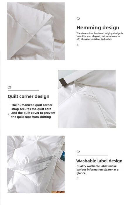 Goose Down Quilted Comforter – 100% Cotton All-Season Duvet, Breathable & Lightweight - Samanta Factory