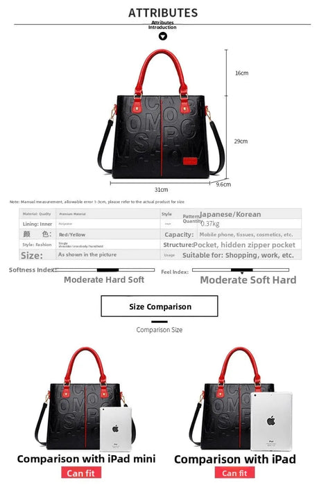 Women's Large Capacity PU Leather Tote Bag – Minimalist Urban Shoulder Bag SF