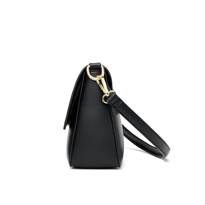 Women’s Genuine Leather Shoulder Bag – Square Ruched Handbag with Hasp Closure - Samanta Factory